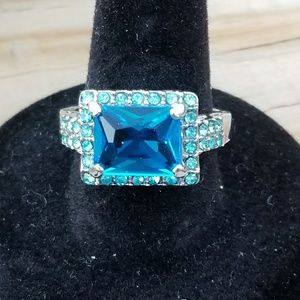 Silver Topaz Colored Fashion Ring Size 9